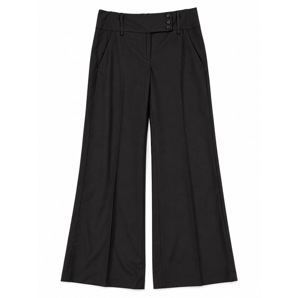VIntage BCBGMAXAZRIA Black Wool Blend Wide Leg Low Rise Pants Trousers 6 Y2K